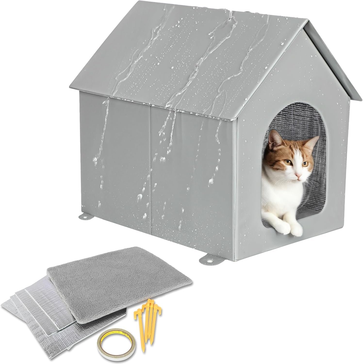 Nexura Insulated Outdoor Cat Shelter - Weatherproof Winter Warm House for Feral Cats & Small Dogs - Image 4