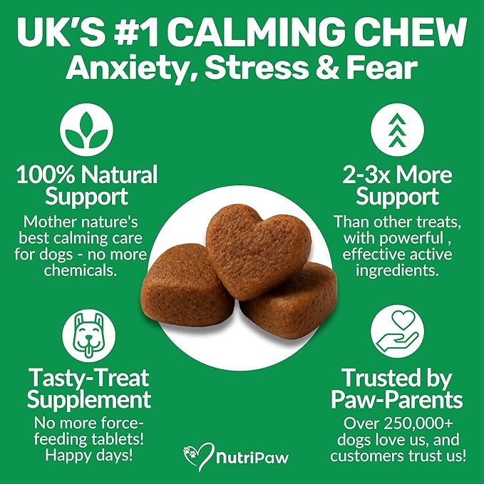 NutriPaw Calming Treats For Dogs - Reduce Stress, Fear, Separation, Barking, Hyperactivity, Reactivity, Aggression, Travel - Calm without Drowsiness dogs - Image 6