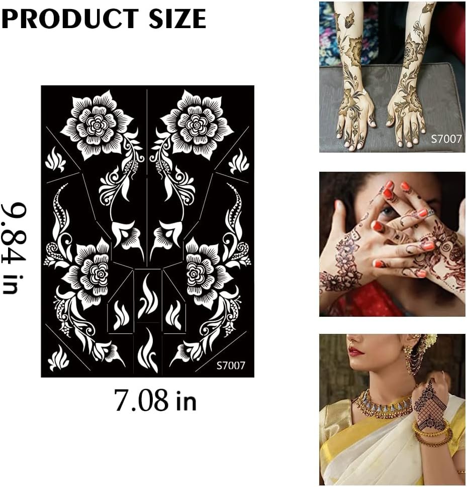 Nexura Indian Arabian Temporary Tattoo Stencils - 10 Sheets (20 Pcs) Hand & Arm DIY Body Paint Templates - Image 5