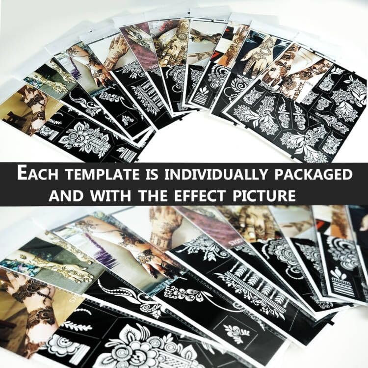 Nexura Indian Arabian Temporary Tattoo Stencils - 10 Sheets (20 Pcs) Hand & Arm DIY Body Paint Templates - Image 3